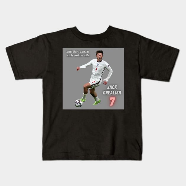 Jack Grealish - England Uefa Euro 2020 Number 7 Kids T-Shirt by SwasRasaily